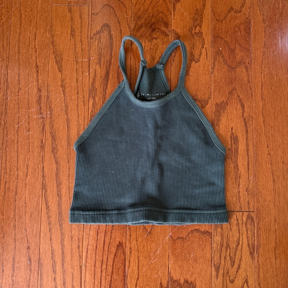 Free People Ribbed Happiness Runs High Neck Crop Tank Top XS/S
